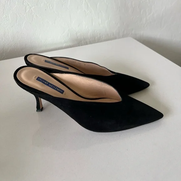 Stuart Weitzman Lulah Kitten Heel Mules Size 10